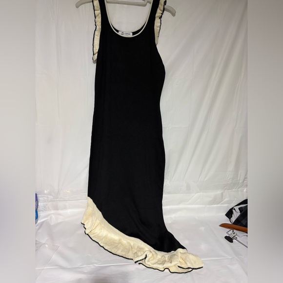 Cupshe Other - Cupshe Black Maxi Swim Coverup with Cream Ruffle Accents